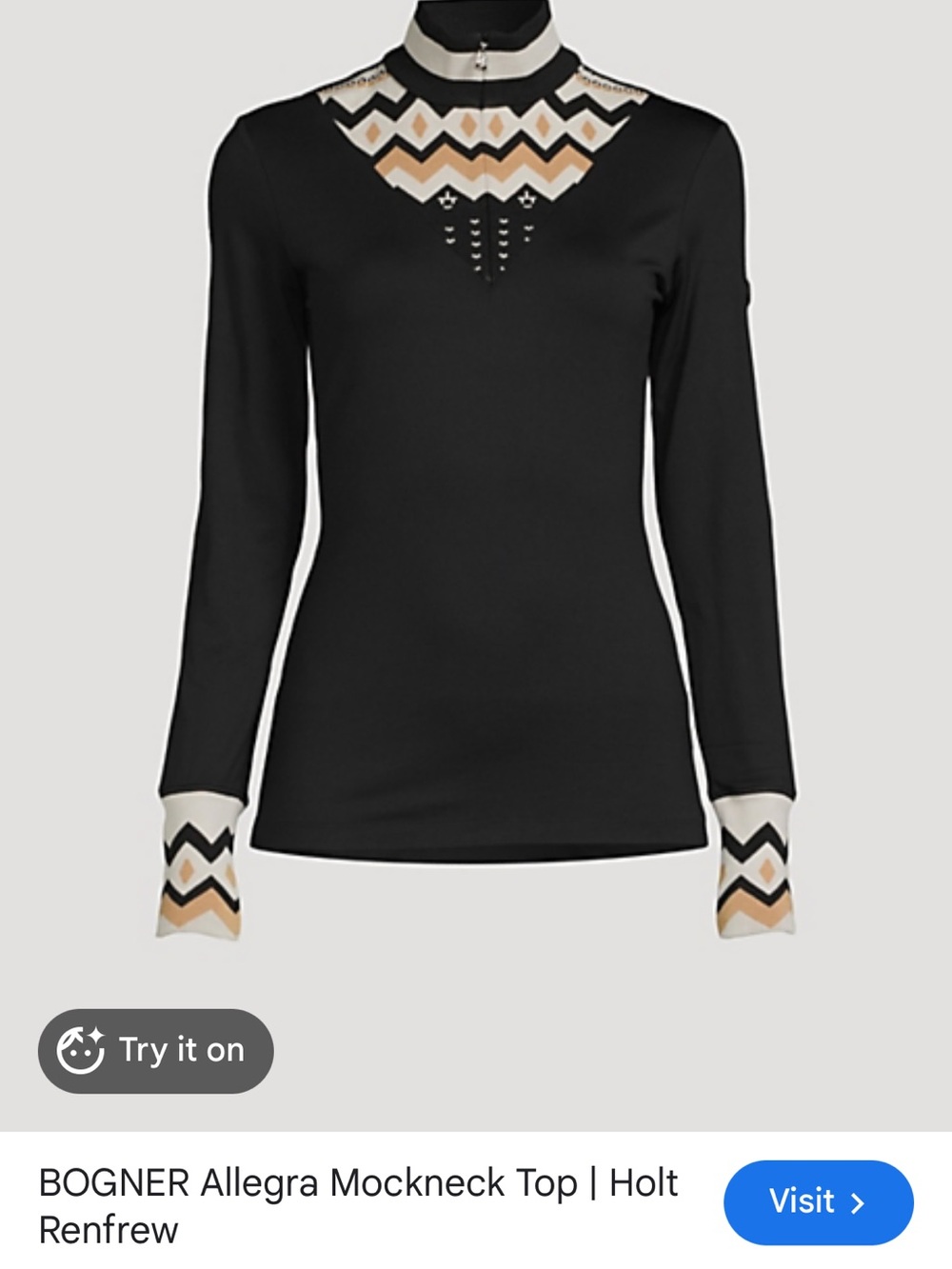Bogner Allegra Long-Sleeve Mockneck Top in Black, Cream, Tan